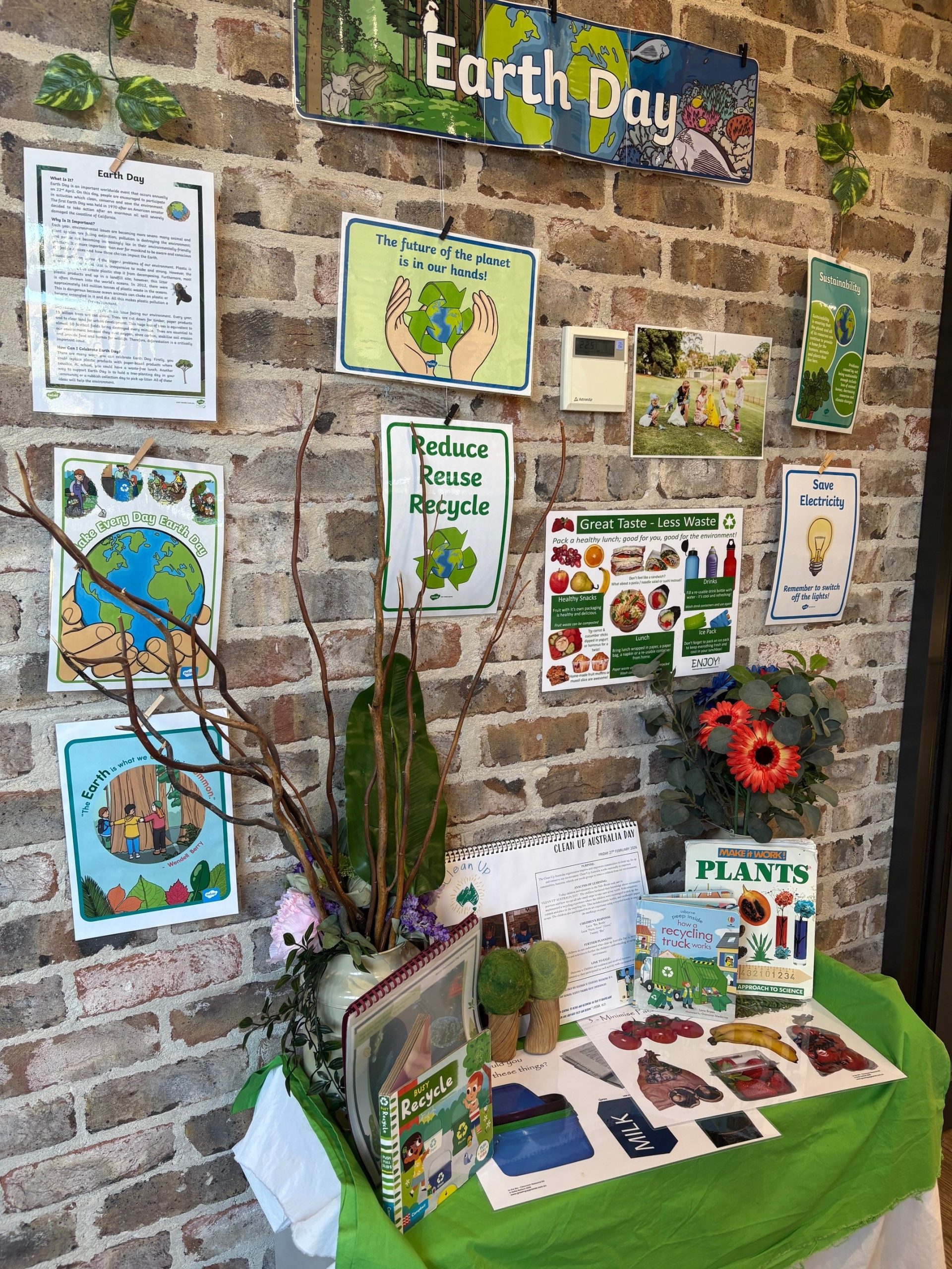 Earth Day activities in the outdoor spaces at Horsley Kids